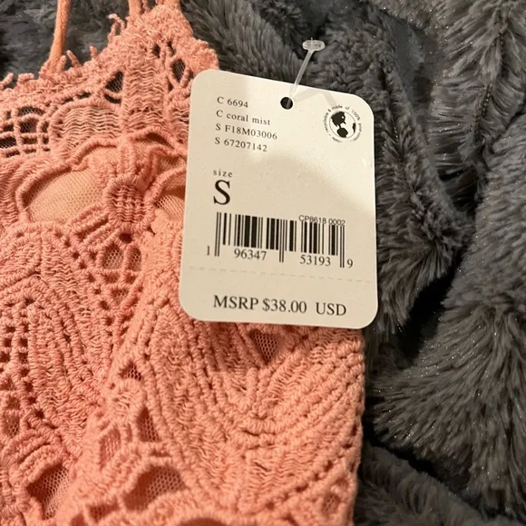 NWT Free People Ilektra Bralette Coral Mist size small - Picture 7 of 10